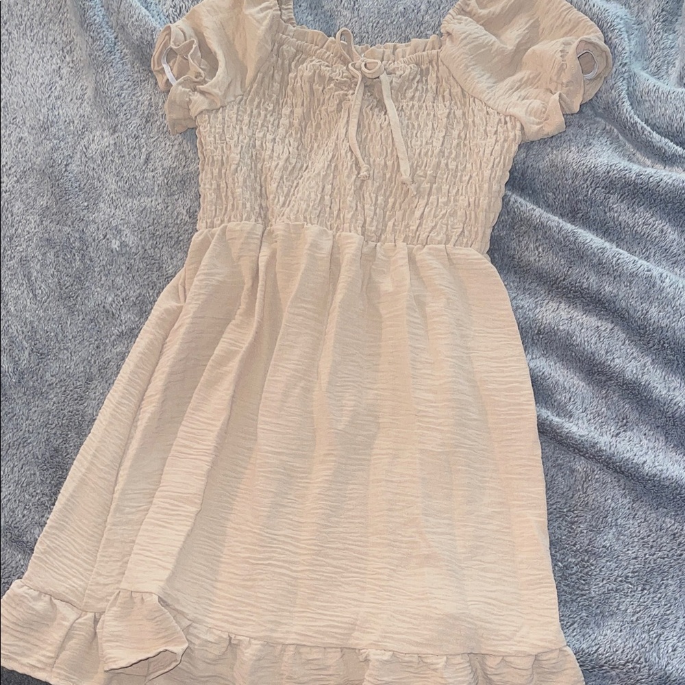 AUW Cream Kids Casual Dress